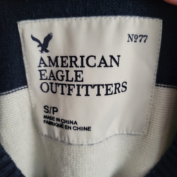 American Eagle Striped V-Neck Sweater - Picture 8 of 9